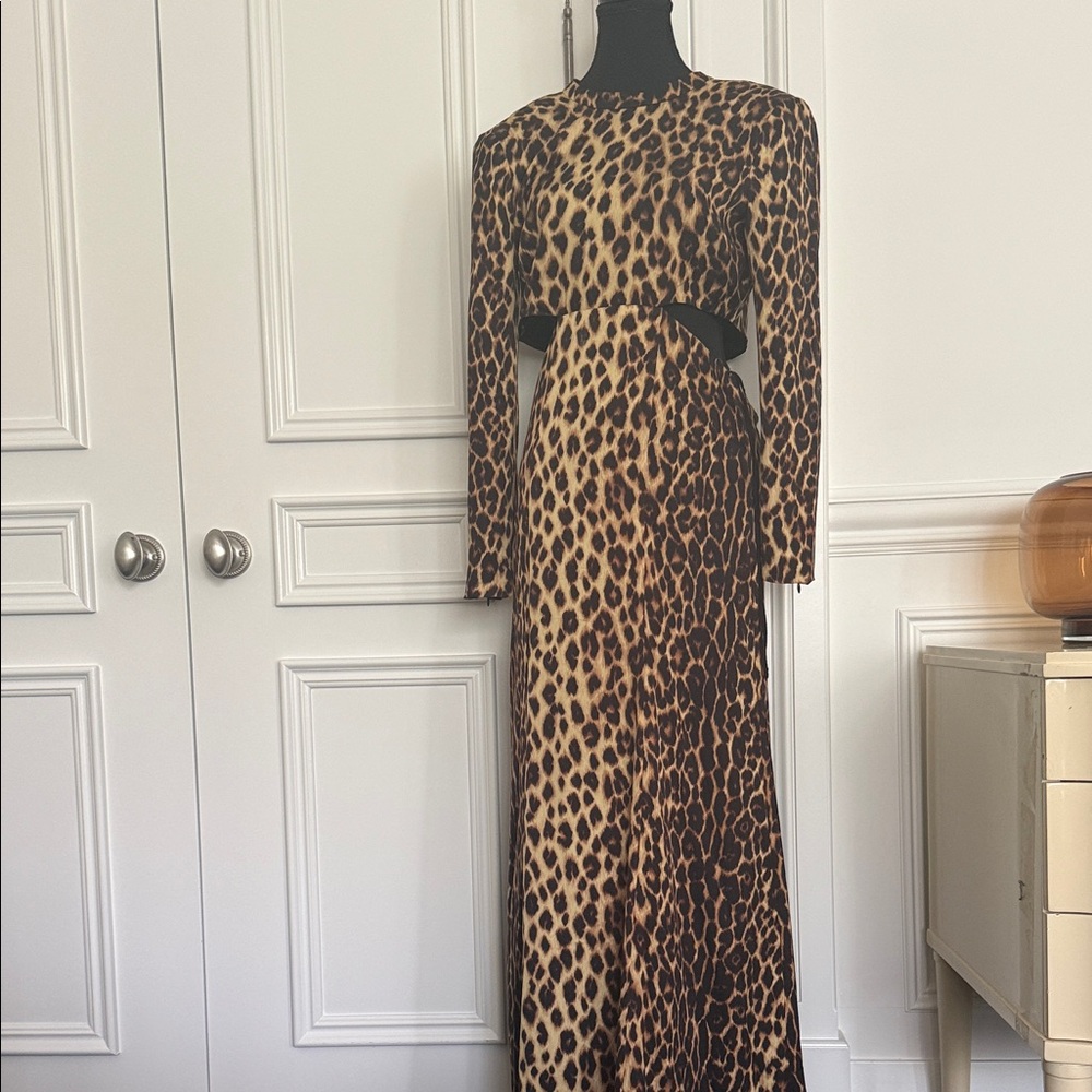 A.L.C. Brown Leopard Long Sleeve Dress - Picture 1 of 9